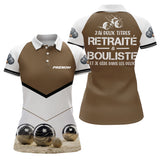 Polo Pétanque Bouliste Personnalisé - Marron & Blanc Retraité - Polo Femme