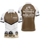 Polo Pétanque Bouliste Personnalisé - Marron & Blanc Retraité - Polo Homme