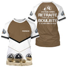 Polo Pétanque Bouliste Personnalisé - Marron & Blanc Retraité - T-Shirt Homme