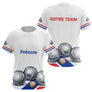 Polo Pétanque Boulodrome Personnalisé - Blanc Tricolore Équipe - T-Shirt Femme