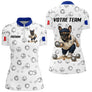Polo Pétanque Bulldog Français - Bouledogue Blanc Bleu - Polo Zippé Femme