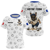 Polo Pétanque Bulldog Français - Bouledogue Blanc Bleu - T-Shirt Femme