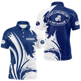 Polo Pétanque C'est l'Heure - Personnalisé Bleu Blanc - Polo Homme