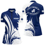 Polo Pétanque C'est l'Heure - Personnalisé Bleu Blanc - Polo Zippé Femme