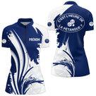 Polo Pétanque C'est l'Heure - Personnalisé Bleu Blanc - Polo Zippé Femme