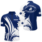 Polo Pétanque C'est l'Heure - Personnalisé Bleu Blanc - Polo Zippé Homme