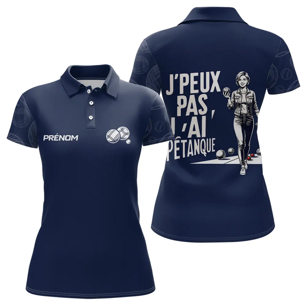Polo Pétanque Cadeau Homme Femme- Design J'ai Pétanque Bleu - Polo Femme