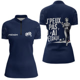 Polo Pétanque Cadeau Homme Femme- Design J'ai Pétanque Bleu - Polo Zippé Femme