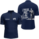Polo Pétanque Cadeau Homme Femme- Design J'ai Pétanque Bleu - Polo Zippé Homme