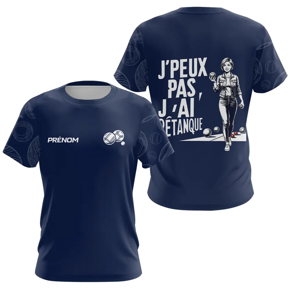 Polo Pétanque Cadeau Homme Femme- Design J'ai Pétanque Bleu - T-Shirt Femme
