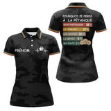 Polo Pétanque Camouflage Noir - Personnalisé Humour Prénom - Polo Femme
