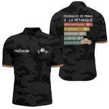 Polo Pétanque Camouflage Noir - Personnalisé Humour Prénom - Polo Zippé Homme