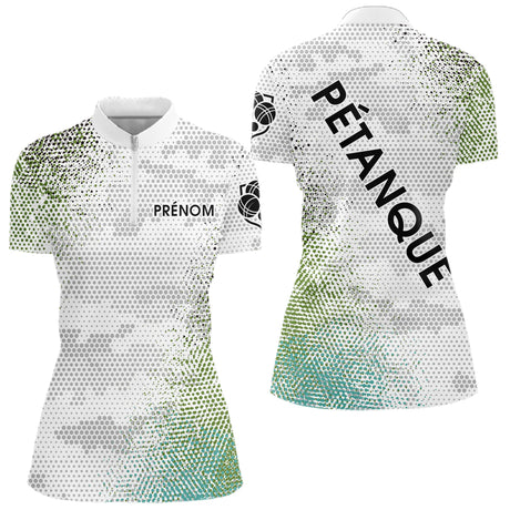 Polo Pétanque Camouflage Vert - Cadeau Homme Femme Personnalisé - Polo Zippé Femme
