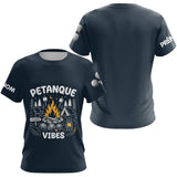 Polo Pétanque & Camping Bleu - Cadeau Boules Homme Femme - T-Shirt Femme