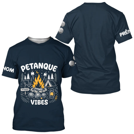 Polo Pétanque & Camping Bleu - Cadeau Boules Homme Femme - T-Shirt Homme