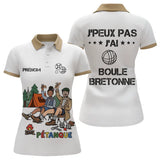 Polo Pétanque Camping Homme Femme - Blanc & Beige Humour- Polo Femme