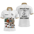 Polo Pétanque Camping Homme Femme - Blanc & Beige Humour- Polo Homme