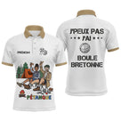 Polo Pétanque Camping Homme Femme - Blanc & Beige Humour- Polo Homme