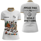 Polo Pétanque Camping Homme Femme - Blanc & Beige Humour- Polo Zippé Femme