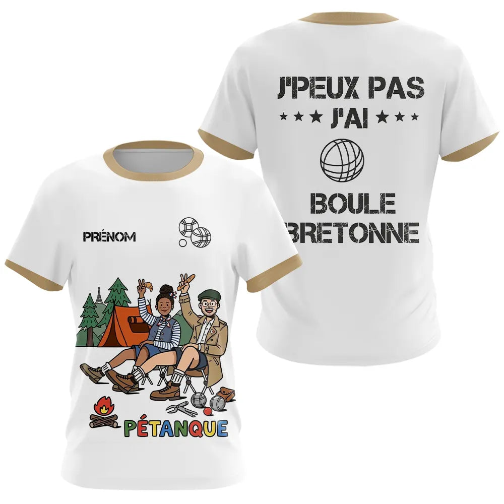 Polo Pétanque Camping Homme Femme - Blanc & Beige Humour- T-Shirt Femme