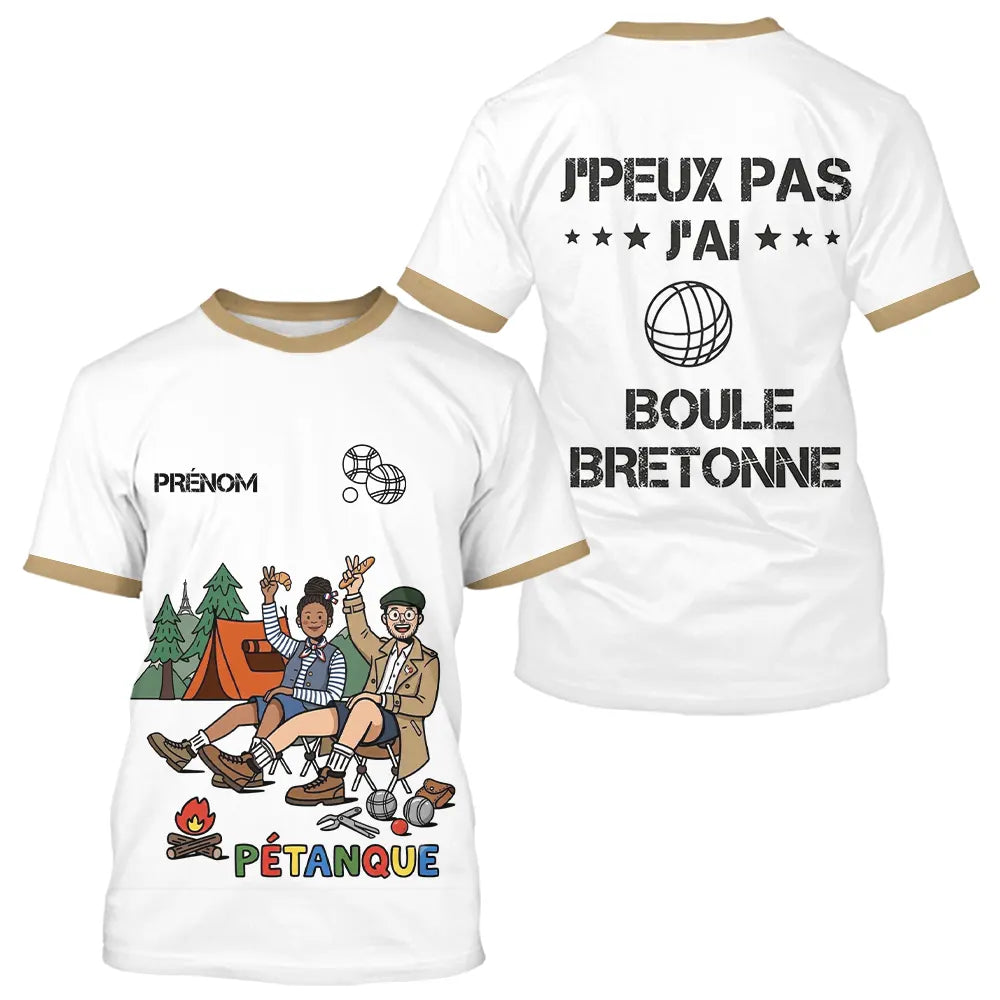 Polo Pétanque Camping Homme Femme - Blanc & Beige Humour- T-Shirt Homme