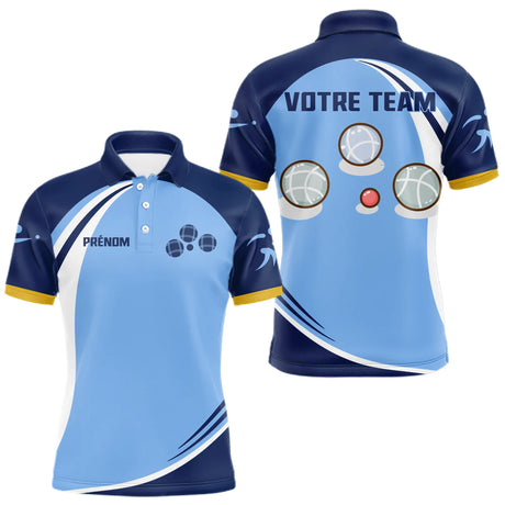 Polo Pétanque Champion Club - Design Sportif Bleu Ciel - Polo Homme