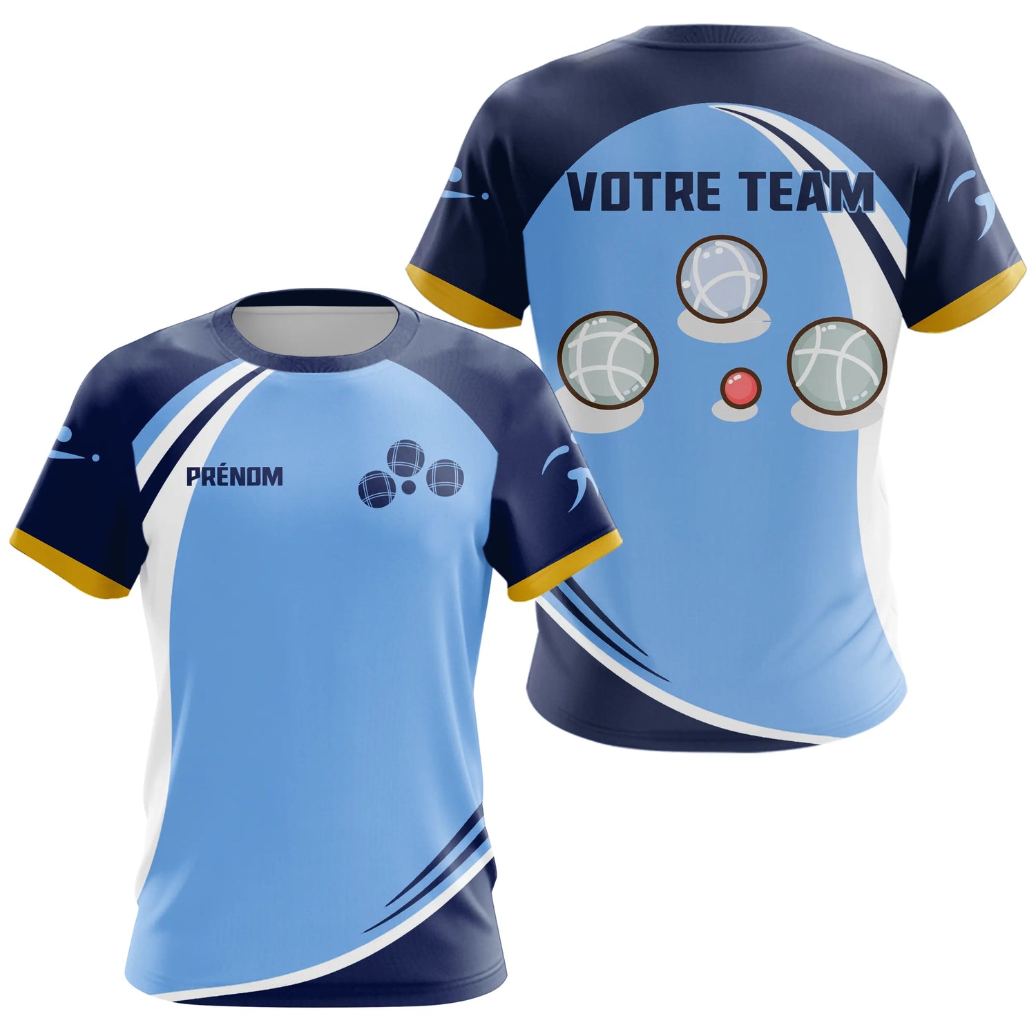 Polo Pétanque Champion Club - Design Sportif Bleu Ciel - T-Shirt Femme
