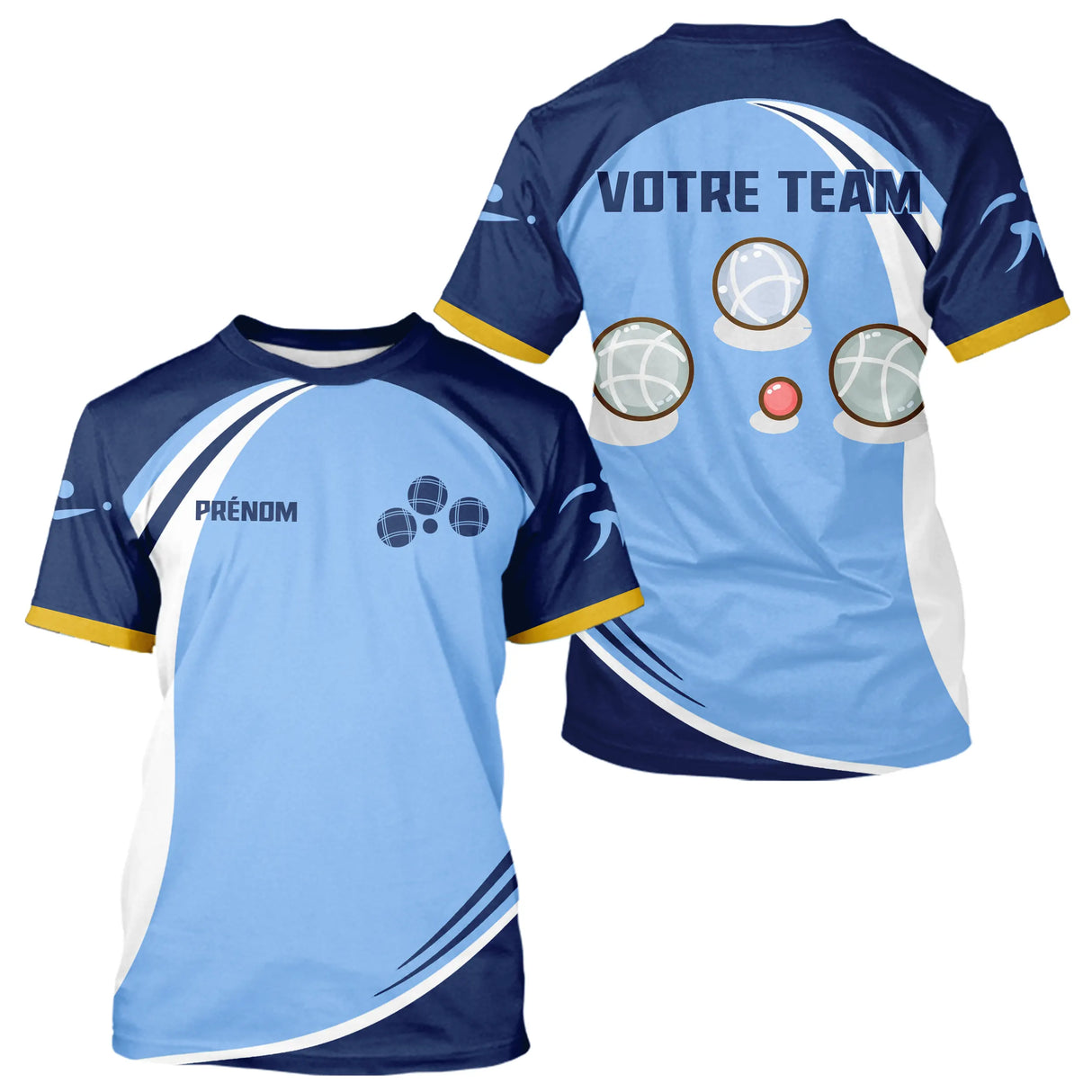 Polo Pétanque Champion Club - Design Sportif Bleu Ciel - T-Shirt Homme