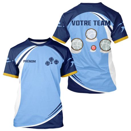 Polo Pétanque Champion Club - Design Sportif Bleu Ciel - T-Shirt Homme