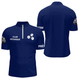 Polo Pétanque Club Bleu Marine - Personnalisé Cadeau Unique - Polo Zippé Homme