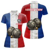 Polo Pétanque Club Drapeau France Vintage - Cochonnet & Boules - Polo Femme