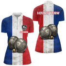 Polo Pétanque Club Drapeau France Vintage - Cochonnet & Boules - Polo Zippé Femme