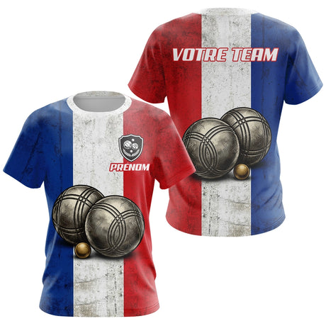 Polo Pétanque Club Drapeau France Vintage - Cochonnet & Boules - T-Shirt Femme