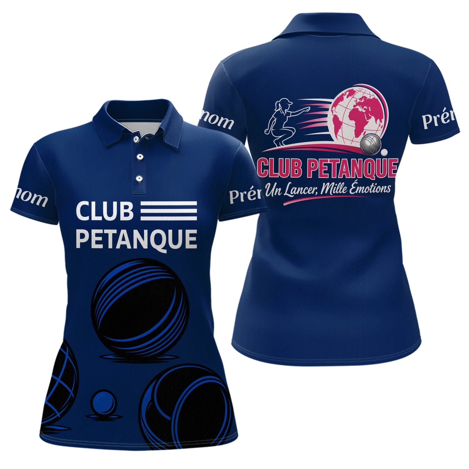 Polo Pétanque Club Esprit Français - Boules et Émotions - Polo Femme