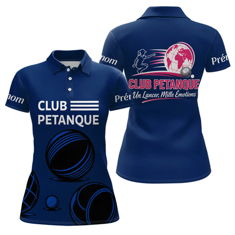 Polo Pétanque Club Esprit Français - Boules et Émotions - Polo Femme