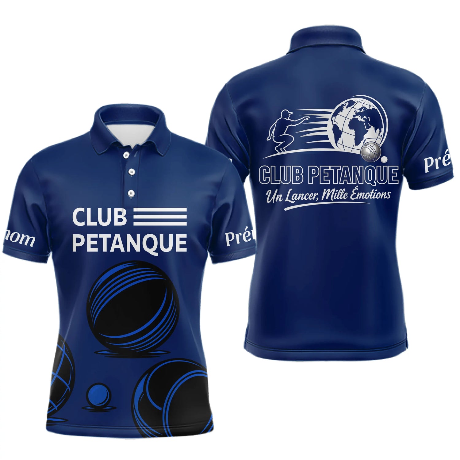 Polo Pétanque Club Esprit Français - Boules et Émotions - Polo Homme