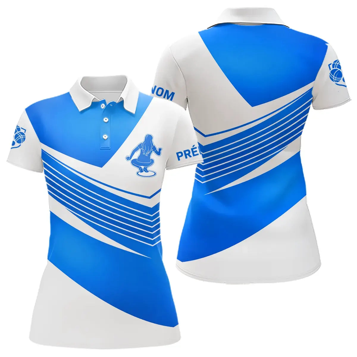 Polo Pétanque Club Homme Femme - Style Boules Bleu & Blanc - Polo Femme