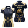 Polo Pétanque Club Personnalisé - Bouliste Gravées Bleu & Or - Polo Femme