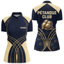 Polo Pétanque Club Personnalisé - Bouliste Gravées Bleu & Or - Polo Zippé Femme