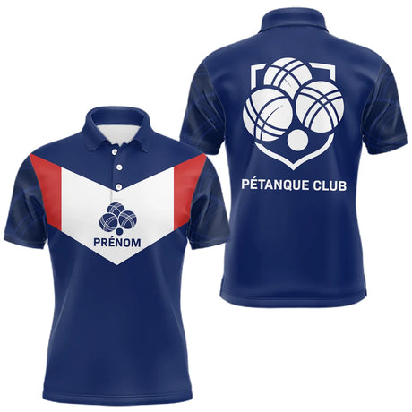Polo Pétanque Club Prénom - Bleu Blanc De La France - Polo Homme