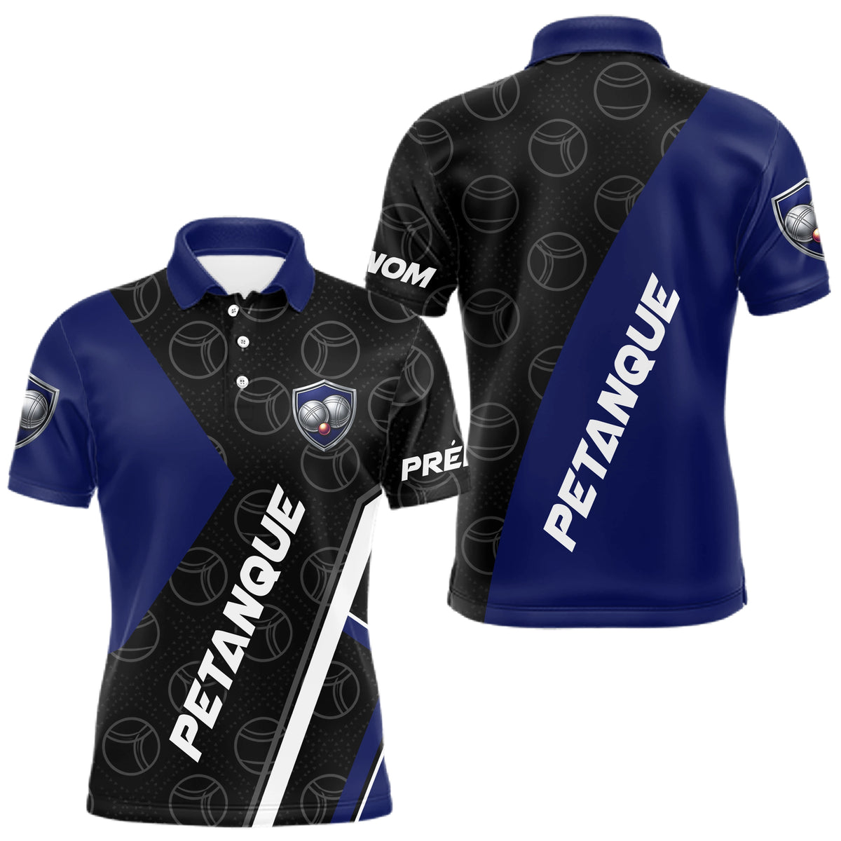 Polo Pétanque Club Prénom - Design Moderne Bleu Nuit - Polo Homme