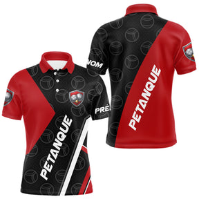 Polo Pétanque Club Prénom - Design Moderne Rouge & Noir - Polo Homme