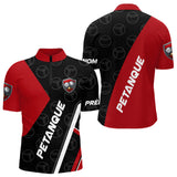 Polo Pétanque Club Prénom - Design Moderne Rouge & Noir - Polo Zippé Homme
