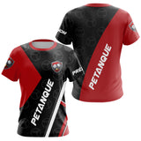 Polo Pétanque Club Prénom - Design Moderne Rouge & Noir - T-Shirt Femme