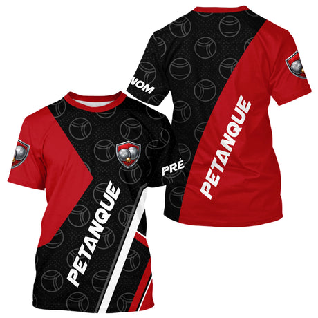 Polo Pétanque Club Prénom - Design Moderne Rouge & Noir - T-Shirt Homme