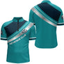 Polo Pétanque Club Turquoise & Bleu Nuit - Bouliste Sportif - Polo Zippé Homme