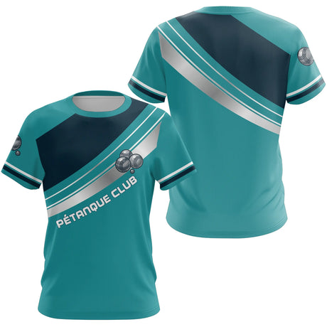 Polo Pétanque Club Turquoise & Bleu Nuit - Bouliste Sportif - T-Shirt Femme