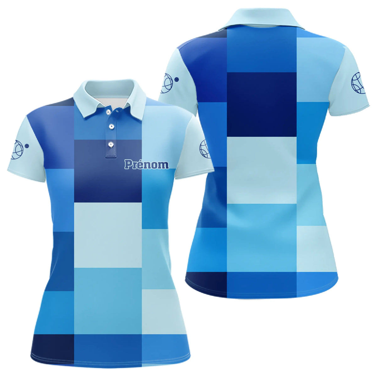 Polo Pétanque Cochonnet Bleu Personnalisé - Design Unique Boulodrome - Polo Femme