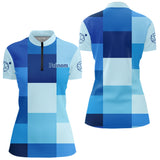 Polo Pétanque Cochonnet Bleu Personnalisé - Design Unique Boulodrome - Polo Zippé Femme