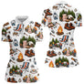Polo Pétanque Cochonnet & Camping Blanc - Motif Humoristique - Polo Zippé Femme